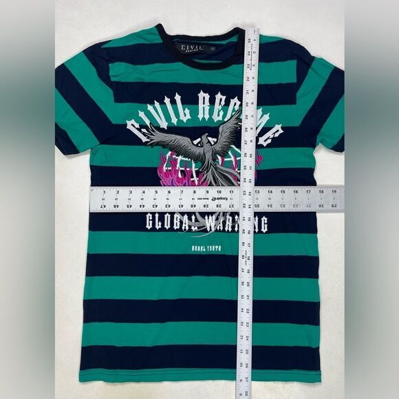 Civil Regime Global Warning T-shirt Men Small Blue Green Colorblock - Picture 5 of 5
